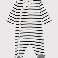 side snap striped footie