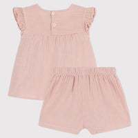 gauze sleeveless top & short set