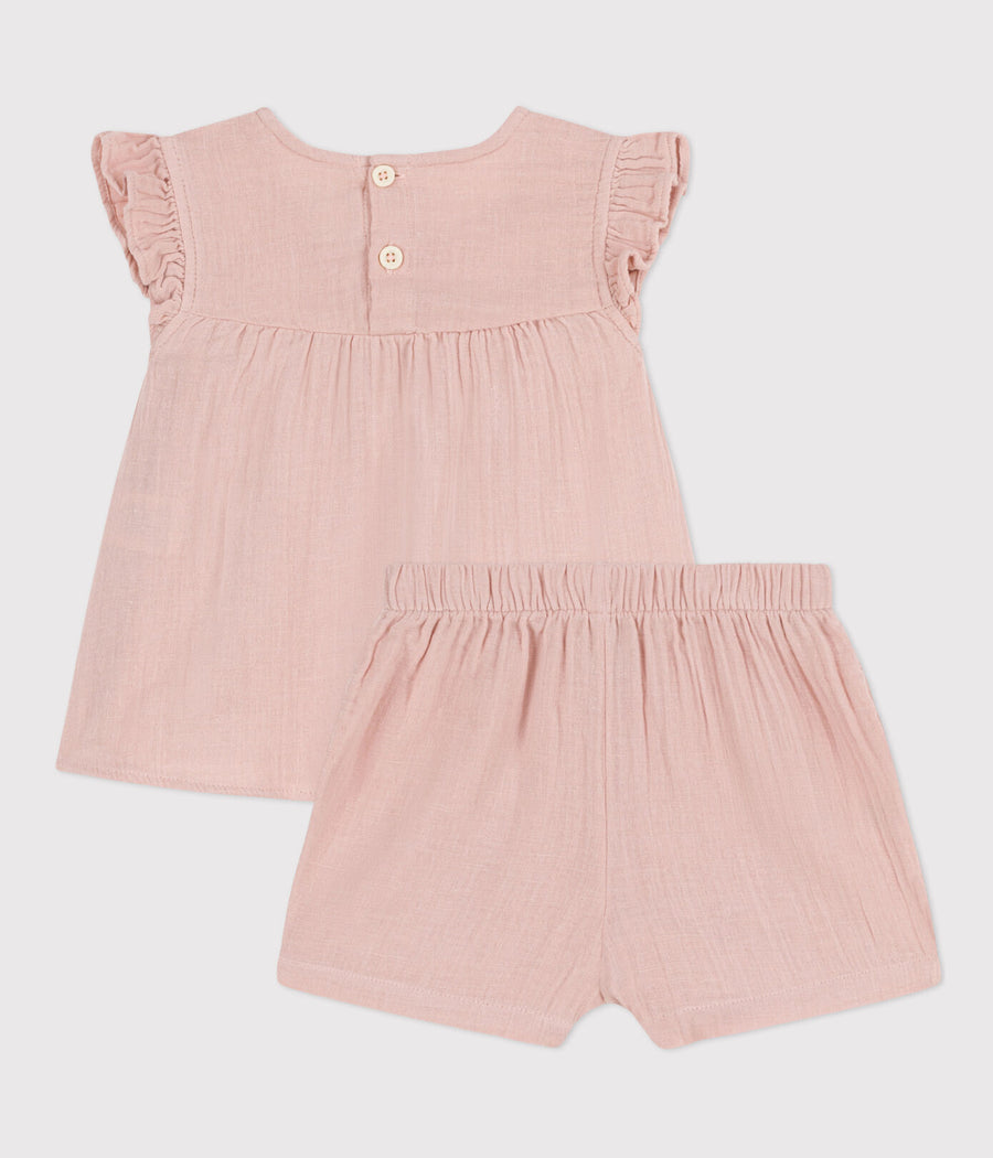 gauze sleeveless top & short set
