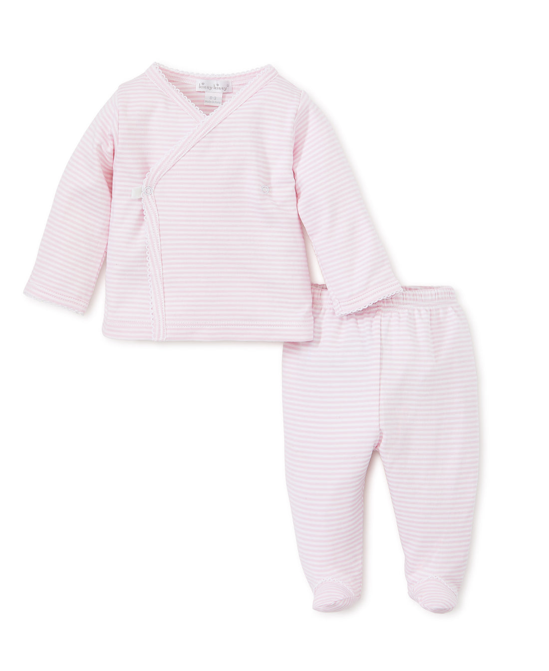 baby stripes footed pant set pink