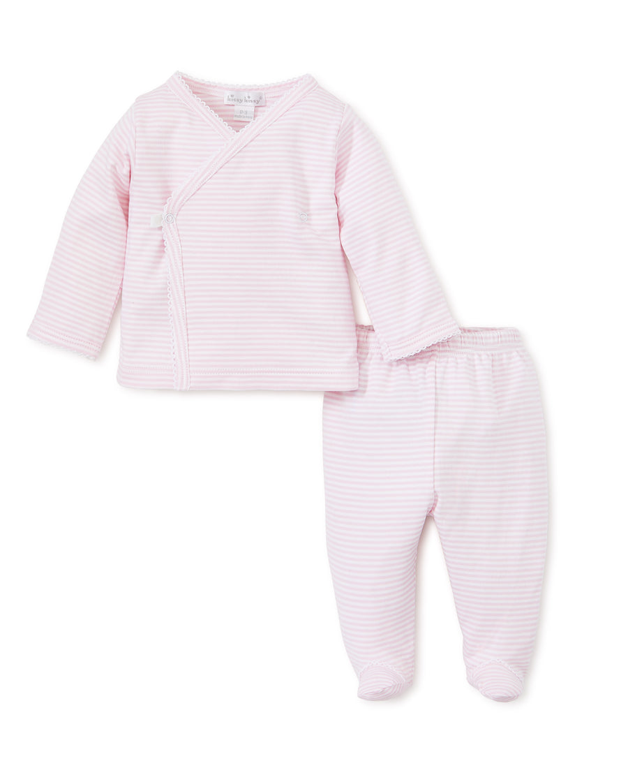 baby stripes footed pant set pink