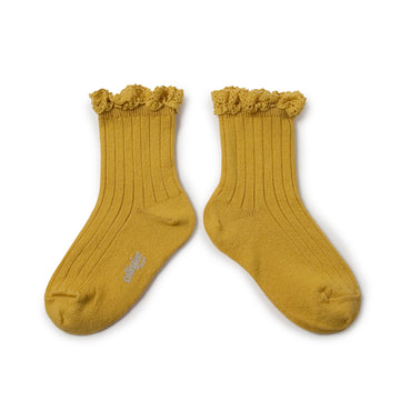 lili lace trim ankle socks curcuma