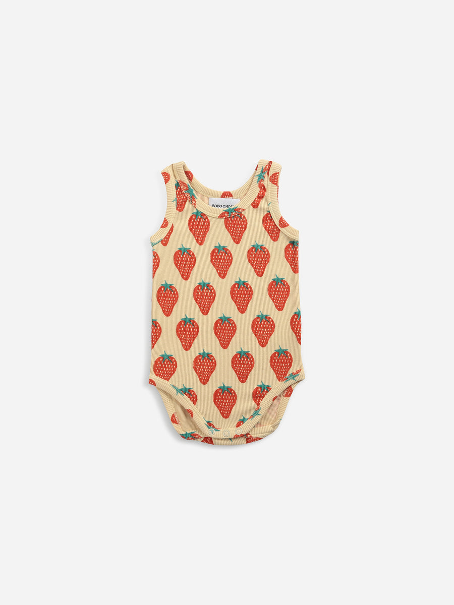 strawberry all over sleeveless bodysuit