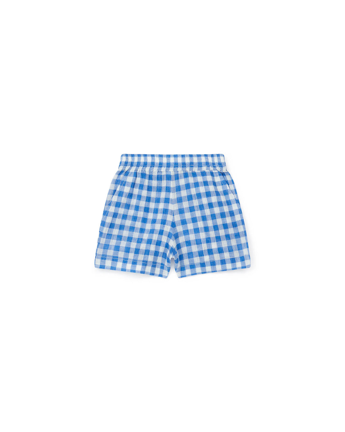 blue gingham cotton gauze shorts