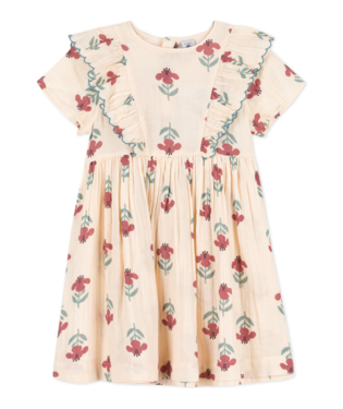 ss floral gauze ruffle dress