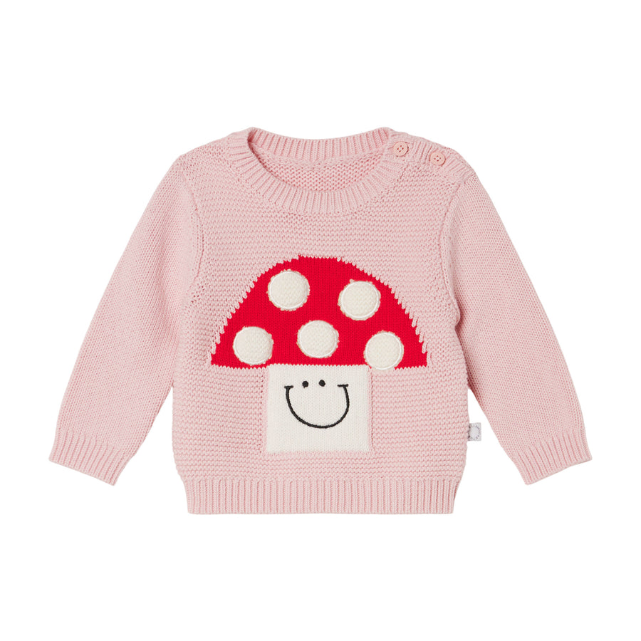 baby smiley mushroom sweater