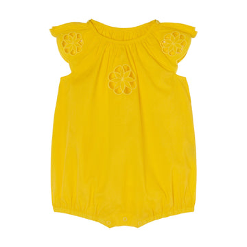 voile ruffled romper yellow