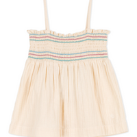 sleeveless smocked top