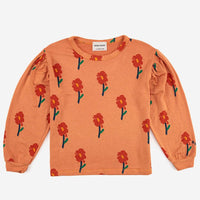 flowers all over ls tee salmon pink