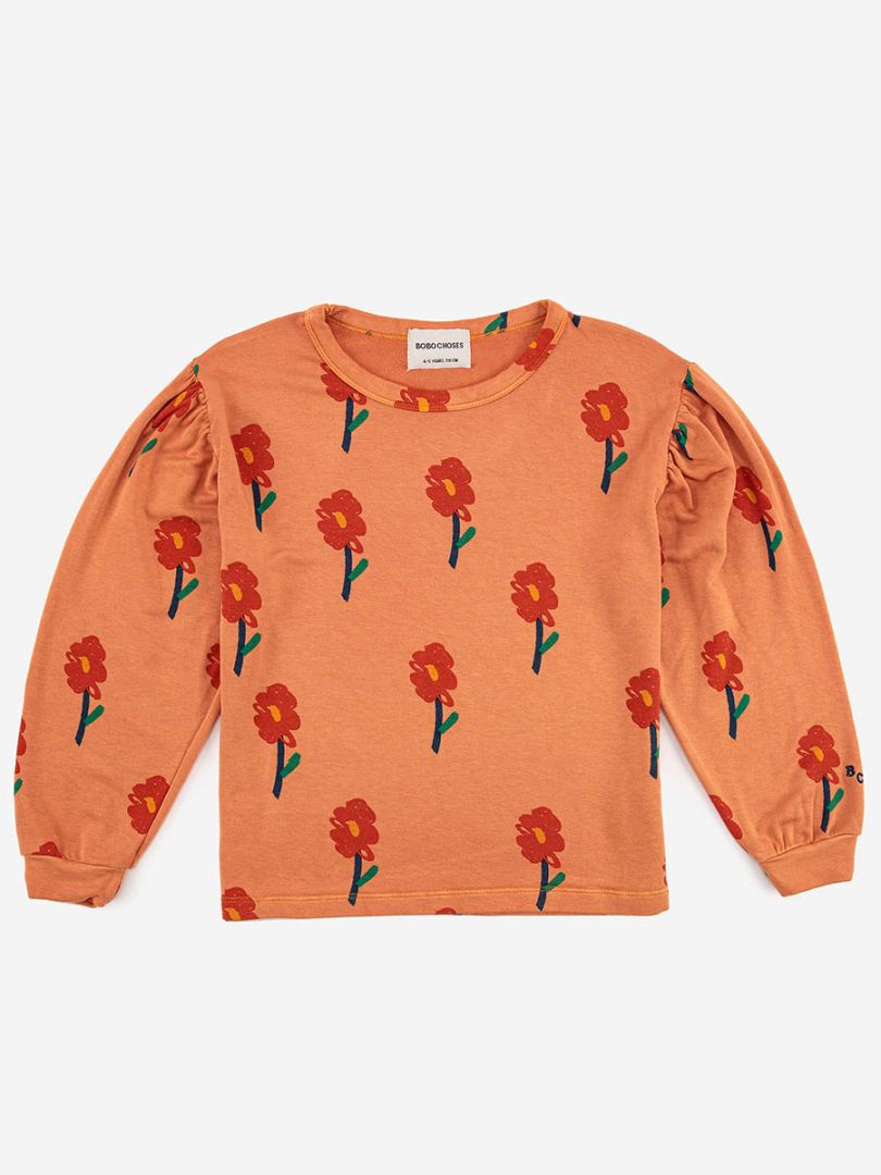 flowers all over ls tee salmon pink