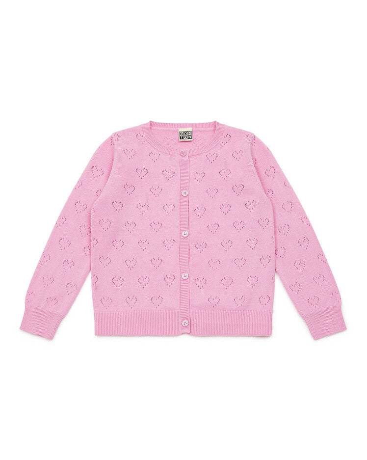 girls hearts cardigan rose