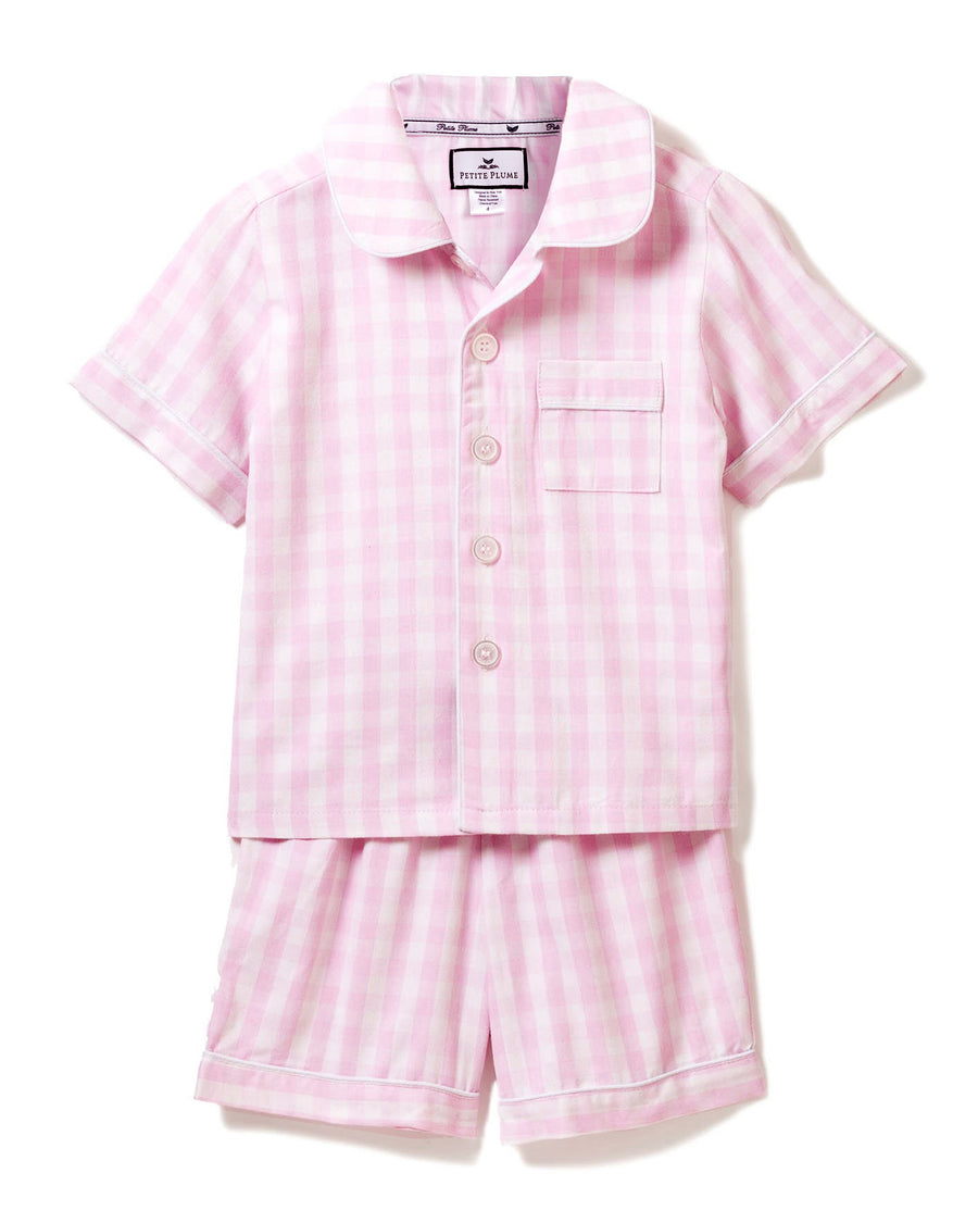 baby gingham short set pink