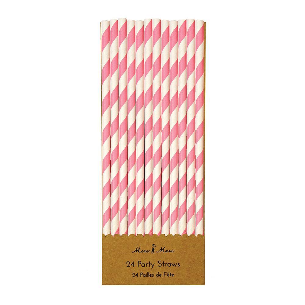 pink & white paper straws