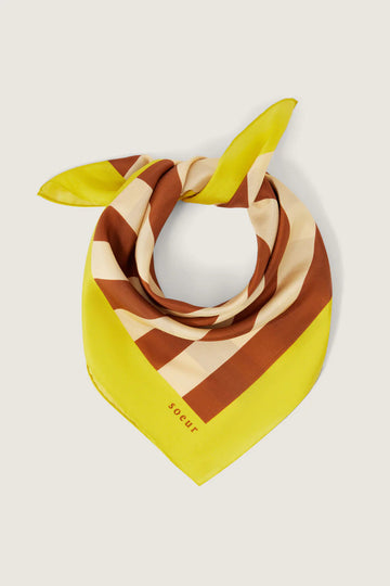 carre scarf yellow marron