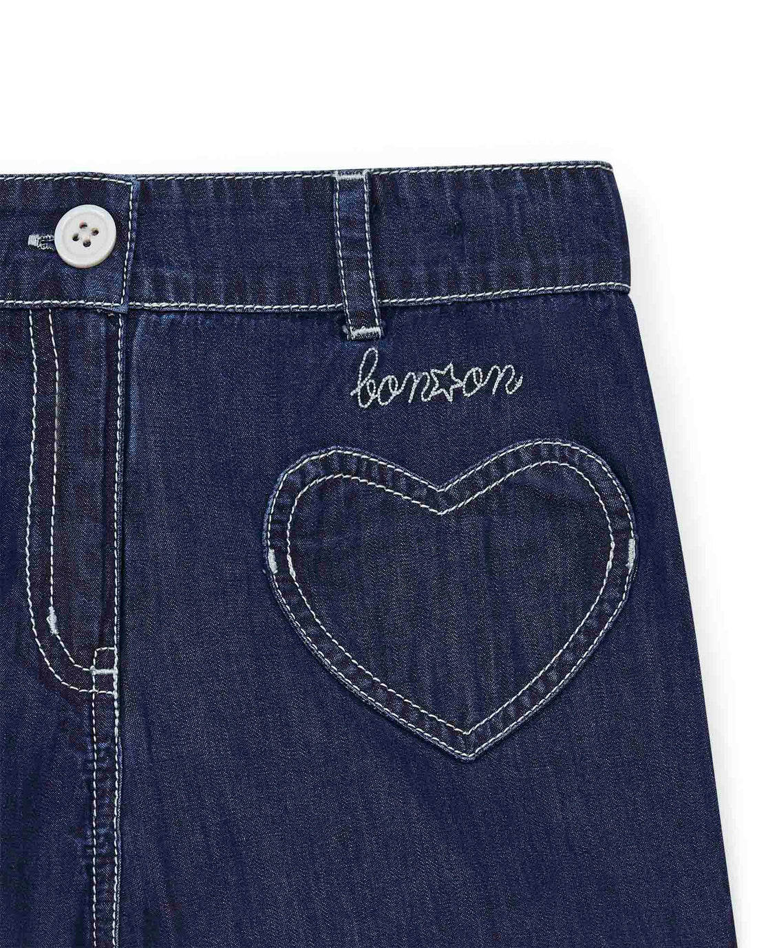 heart print denim short