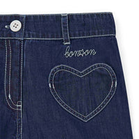 heart print denim short