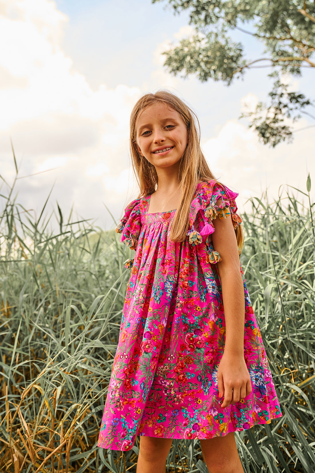 chloe dress floral magenta