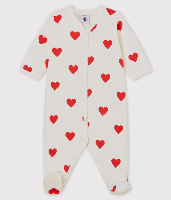 front snap heart footie