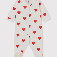 front snap heart footie