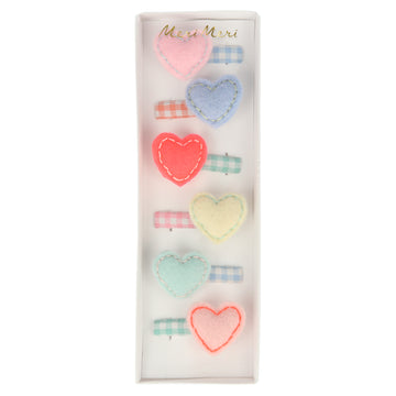 felt heart hair clips