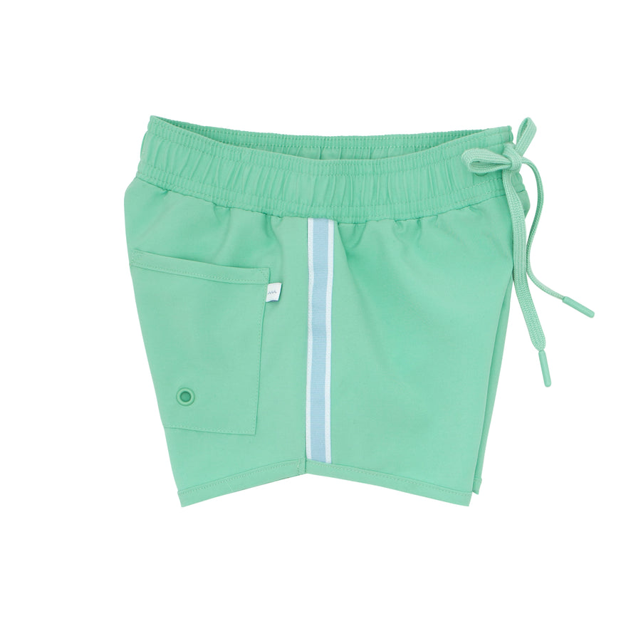 boys side stripe boardie green