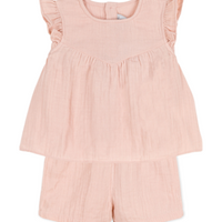 gauze sleeveless top & short set