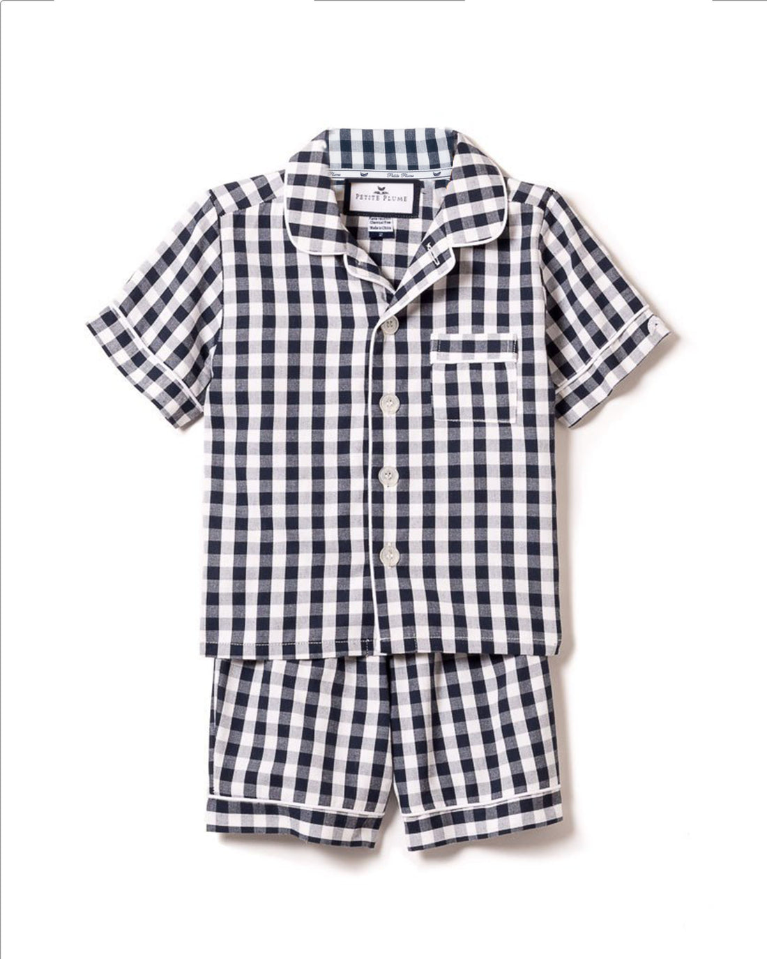baby gingham short set navy
