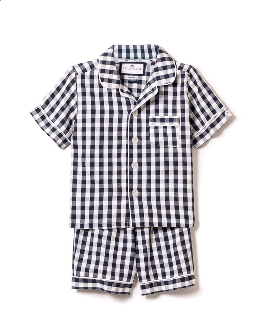 baby gingham short set navy