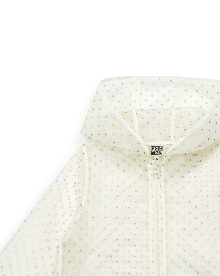 girls raincoat gold dots