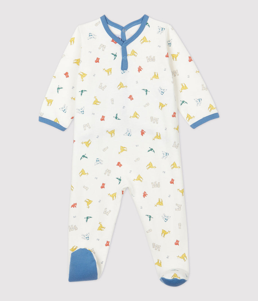 tintin back snap animal print footie