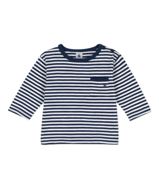 ls striped tee w/pocket