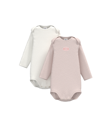 baby 2 pack ls solid & striped bodysuits white pink
