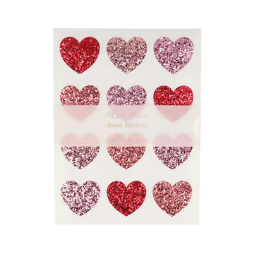 glitter heart stickers