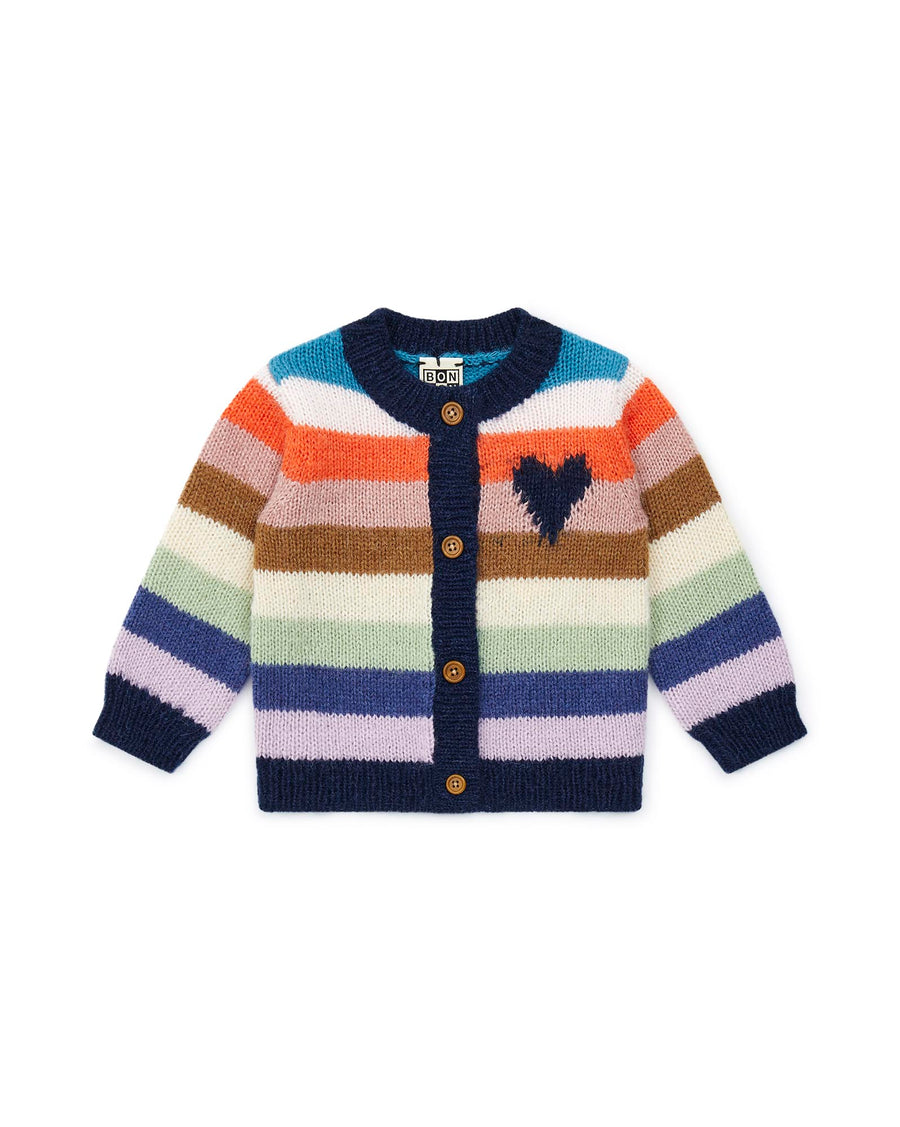 baby striped heart cardigan multi