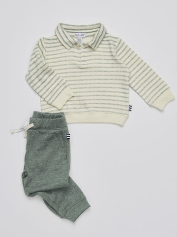 baby olive stripe ls set