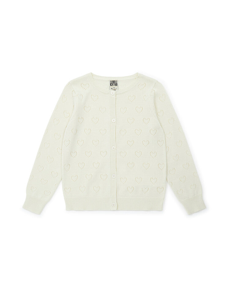 girls heart cardigan creme