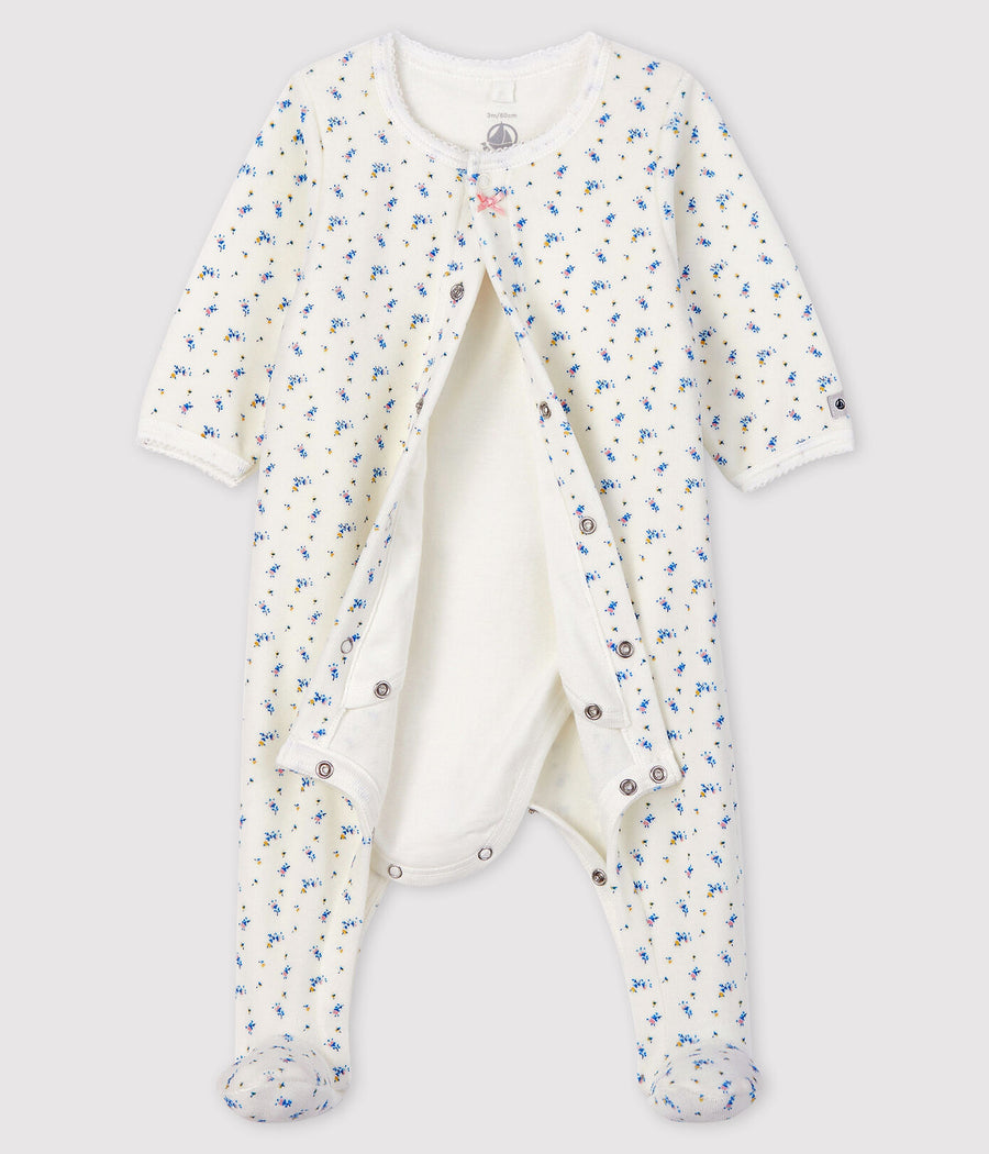velour footie w/inner attached bodysuit