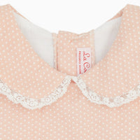 neva rompersuit pink polkadot