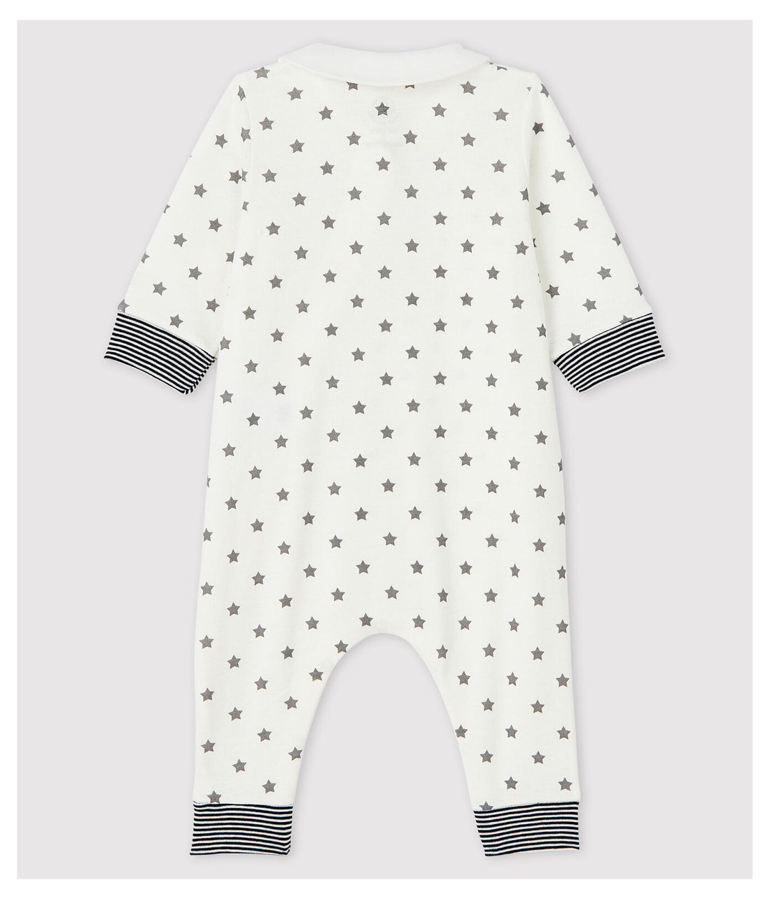 tusee star print side zip romper with collar