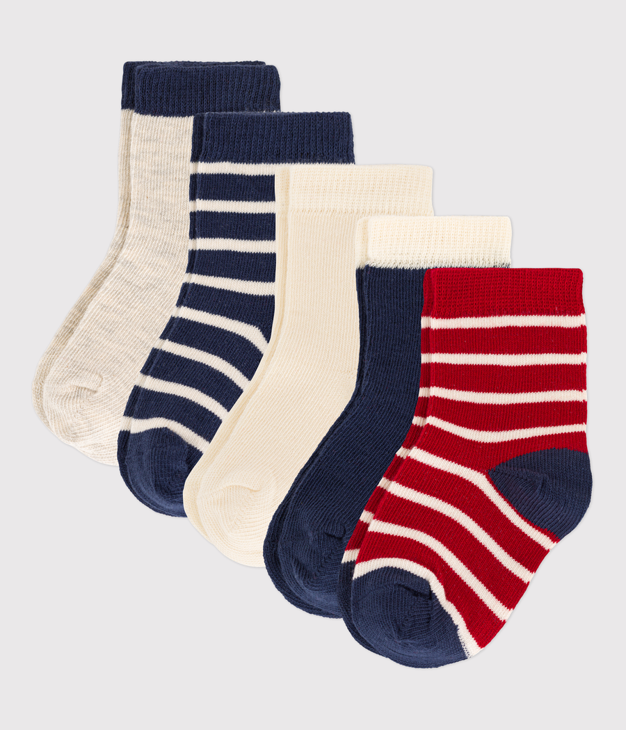 baby socks 5pk navy red white