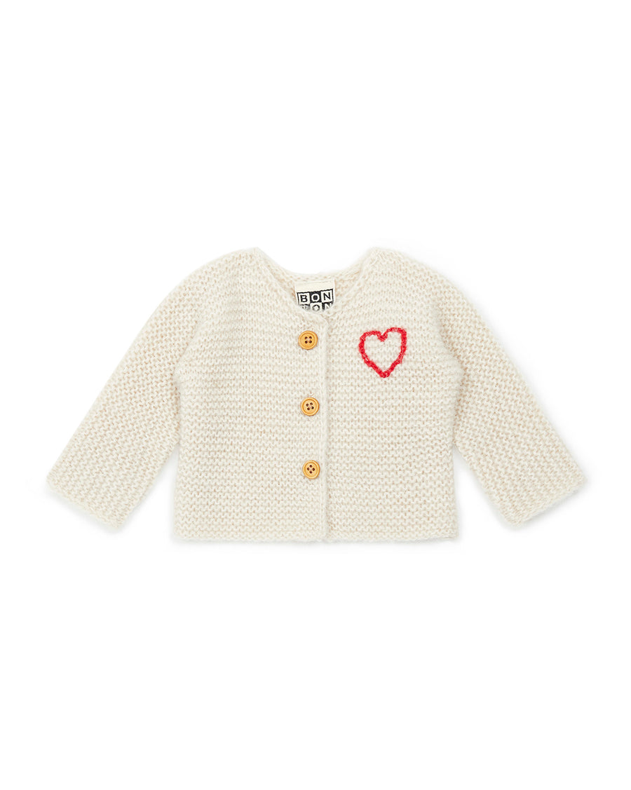 baby cardigan creme bonton