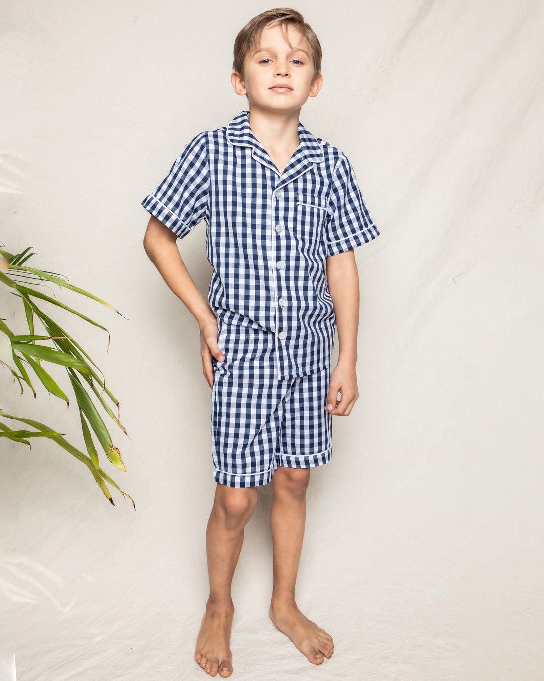 gingham short set navy