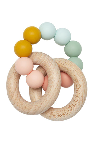 bubble silicone & wood teether rainbow