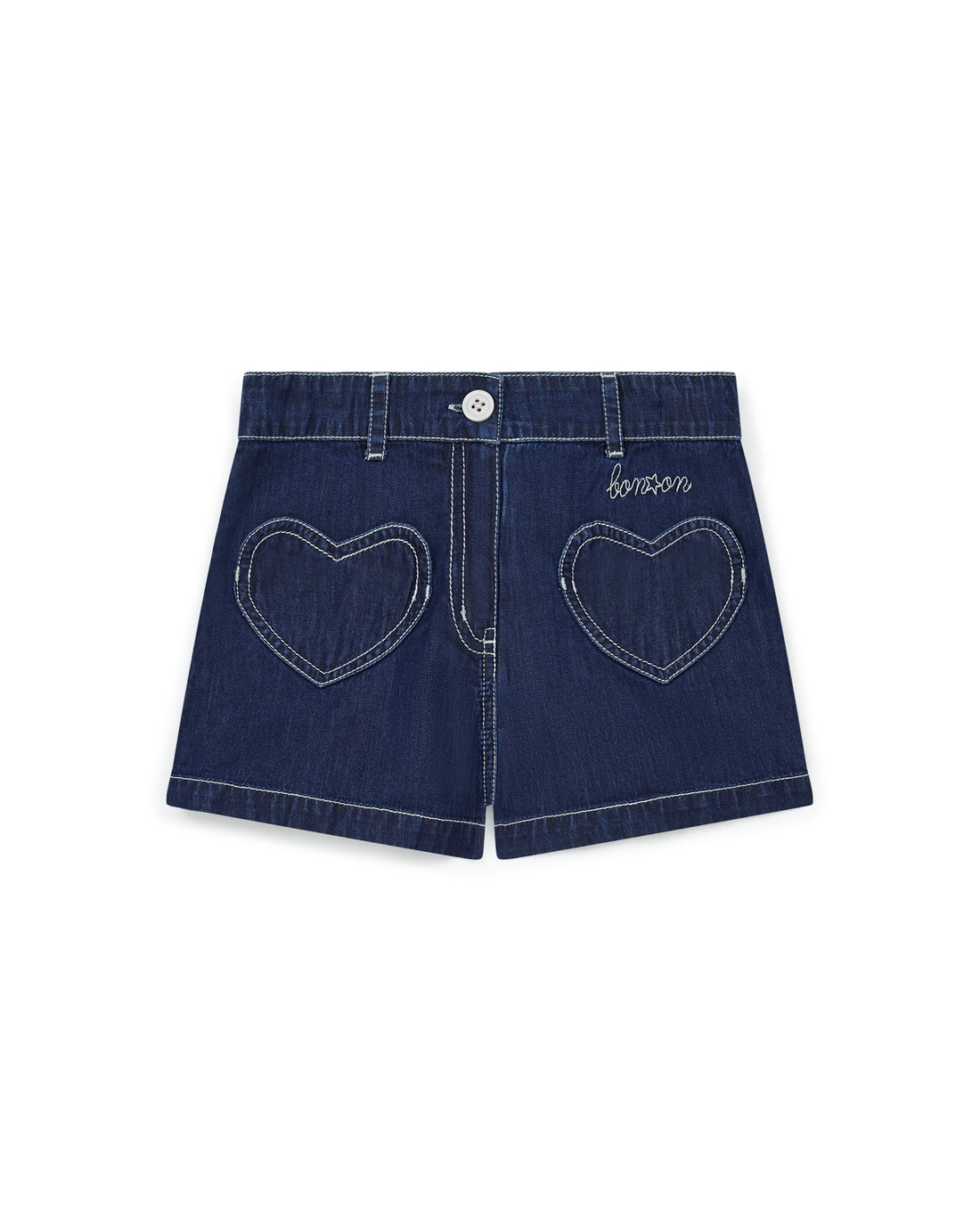 heart print denim short
