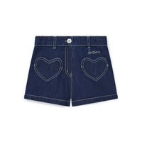 heart print denim short
