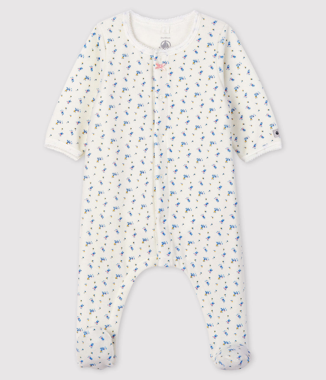 velour footie w/inner attached bodysuit