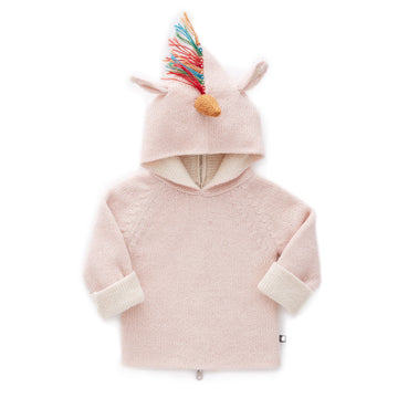 baby unicorn hoodie light pink