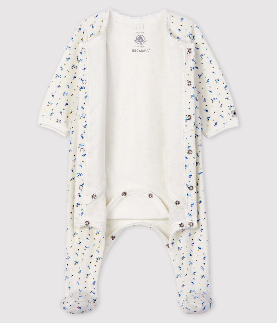 velour footie w/inner attached bodysuit