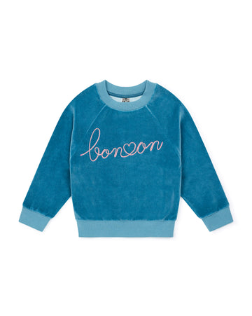 velour sweatshirt bleu sorbonne
