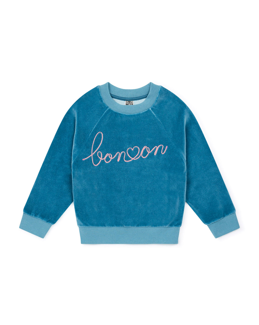 velour sweatshirt bleu sorbonne